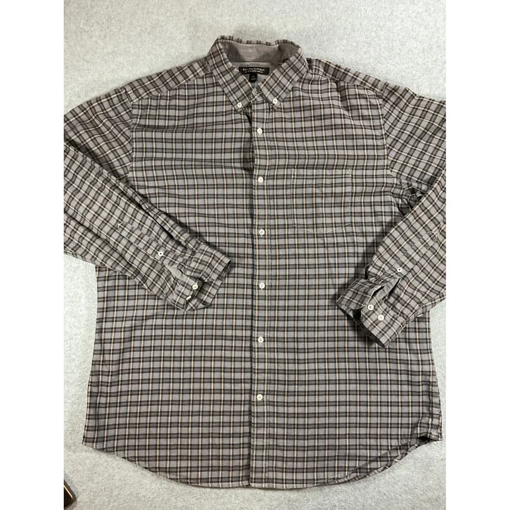 Banana Republic Luxe Flannel Slim Fit Shirt Mens XL Plaid Button Down 1714